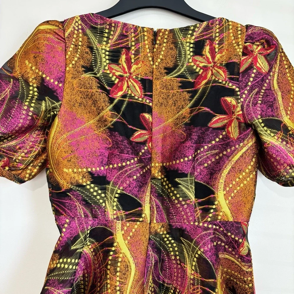 Tuckernuck babydoll square neck Puff short sleeves magenoto purple ankara blouse